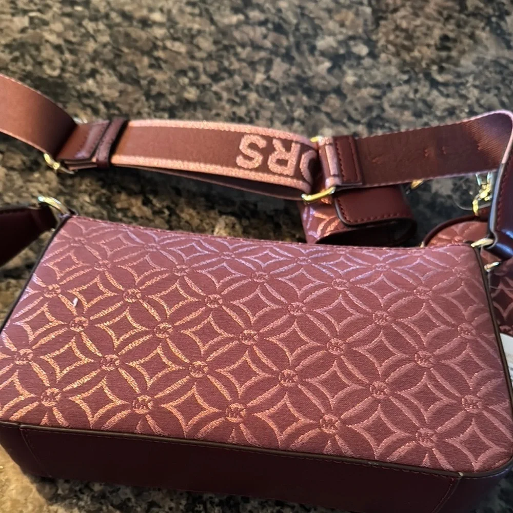 Michael Kors pink Metallic embossed jet set travel Crossbody Bag NWT